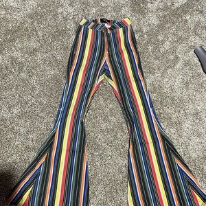 High rise flares size:4 color: black red yellow orange brand: lucky and blessed
